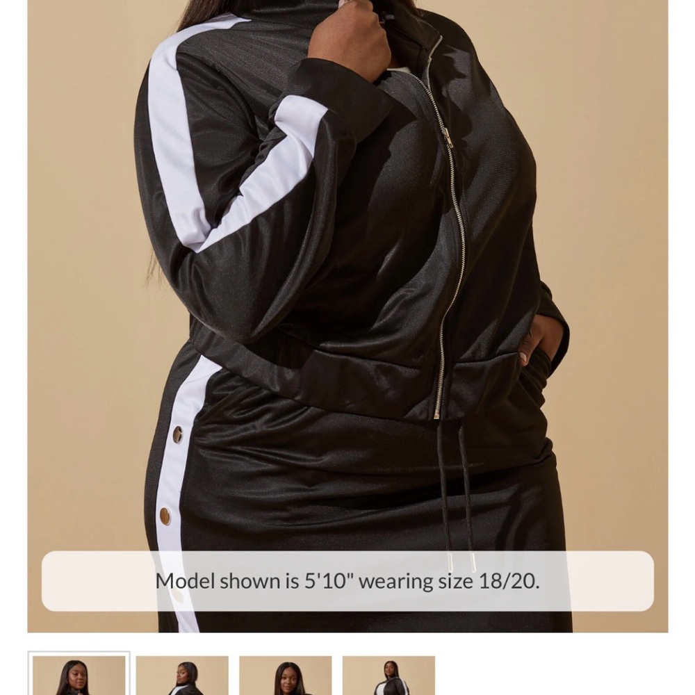 Black and White Track Jacket and Skirt Set